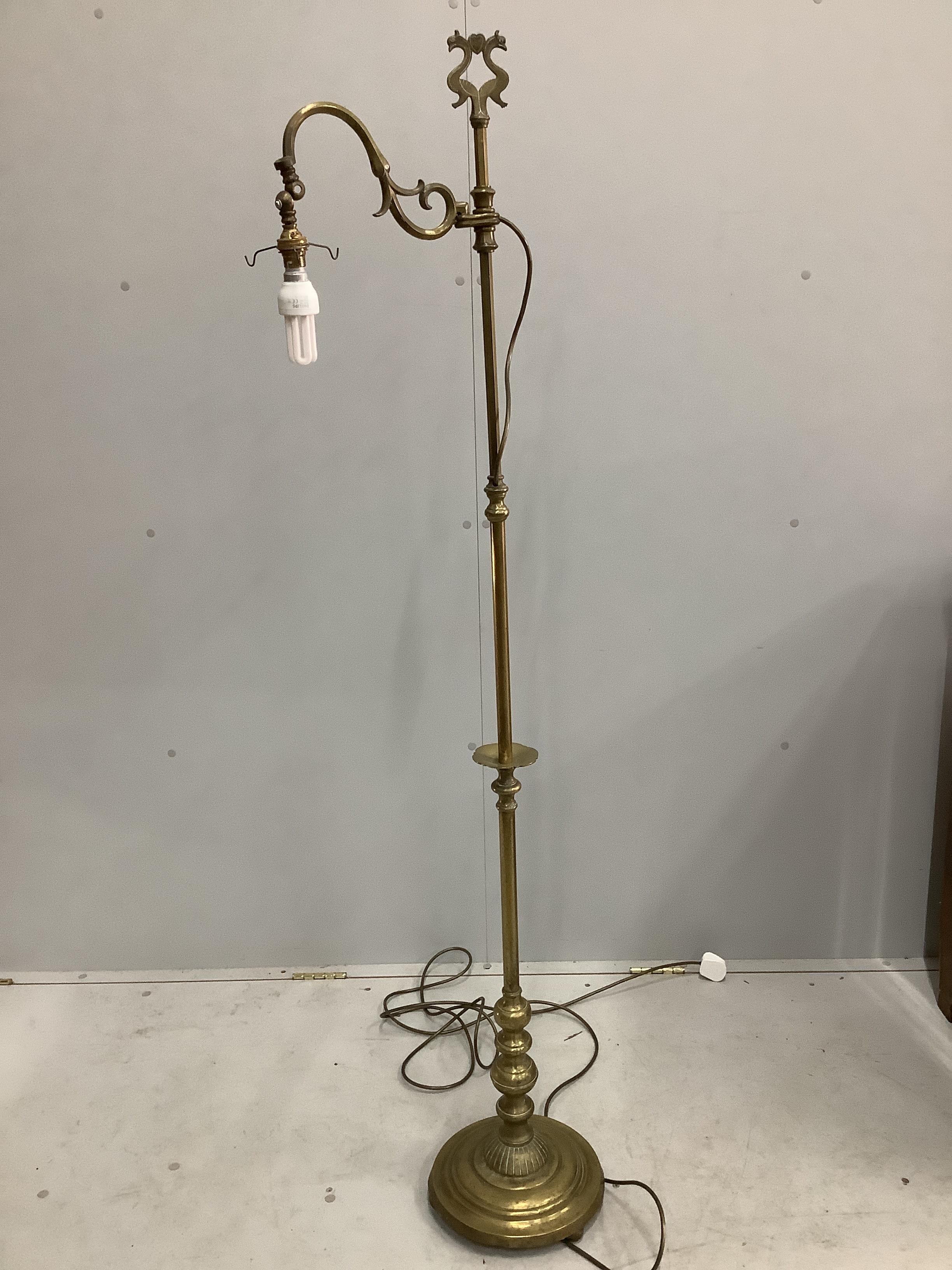 An Edwardian brass standard lamp, height 157cm